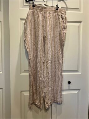 Briggs Linen Cream-Striped Wide Leg Pants
